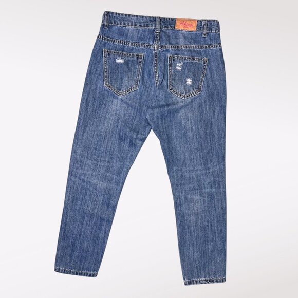 Akings Distressed Girlfriend Jeans Cropped Denim Petite Size 6 - Picture 5 of 6
